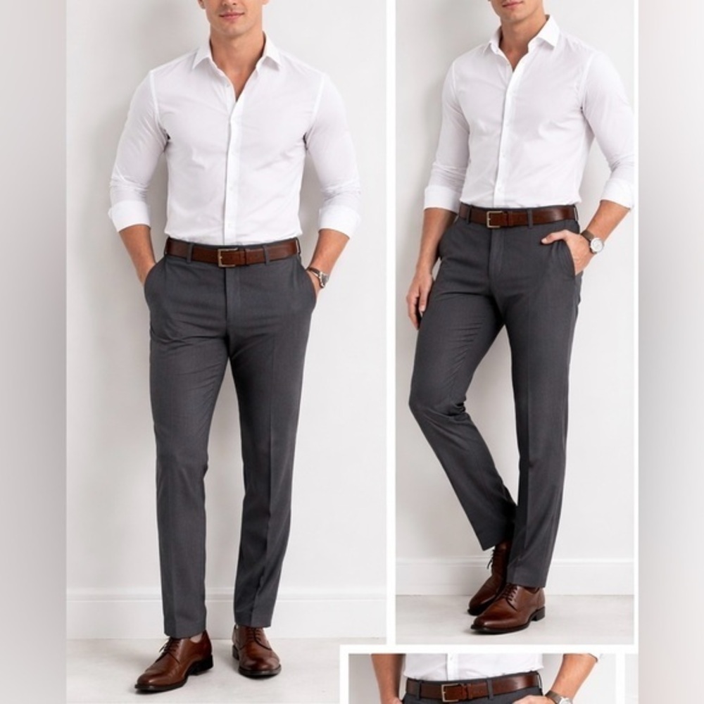 Tommy Hilfiger TH Flex Gray Dress Pants 42x32 Stretch Tailored Career Office NEW